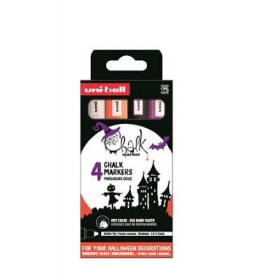 Krétamarker készlet, 1,8-2,5 mm, UNI "PWE-5M","Halloween", 4 különböző szín