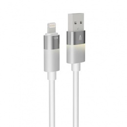 Töltőkábel, USB-A - lightning (Apple), 1 m, AVAX "CB310 Glowy", fehér